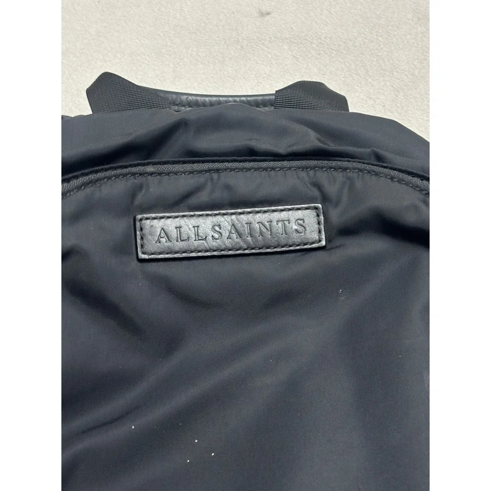 AllSaints Ridge Rucksack Black Nylon Leather Trim Backpack MB001Q Mens Womens